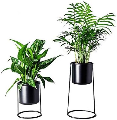 A Beautiful Garden Pack of 2 Standing Plant Containers Standing Planters Air Plant Stand Plant Holders, One Tall Planter and One Short Planter (Black)