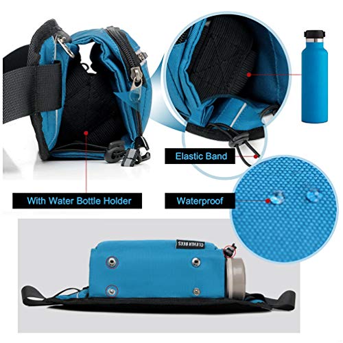 Reflective Run Running Pouch Belt Belts Bag Mens Gym Fanny Waist Pack Packs Waterproof Jogging Phone Workout Small Bags to Exercise Water Holder Light For Hiking Men Accessories Women Iphone Lake Blue