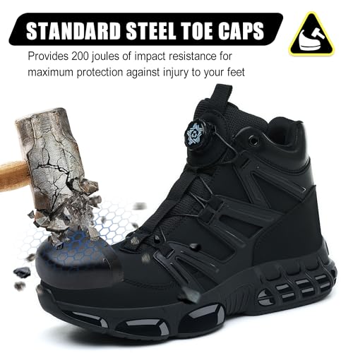 PAQOZKC Men's Women's Waterproof Safety Boot Safety Boots Steel Toe Cap Air Cushion Lightweight Comfortable Safety Trainers 3-13 UK