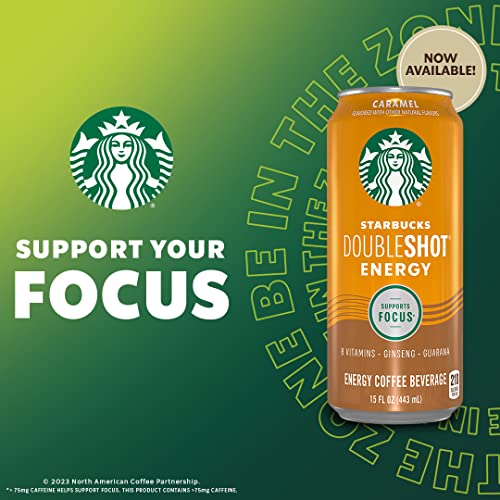 STARBUCKS DOUBLESHOT ENERGY ESPRESSO COFFEE DRINK, CARAMEL, 15OZ CAN