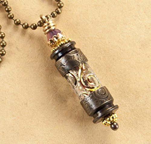Faux time capsule pendant - etched bullet pendant - bullet necklace - crystal pendant