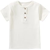 Ohrwurm Toddler Henley Shirt Ribbed Cotton Top for Boys Girls Soft Breathable Short Sleeve T-Shirt with Button