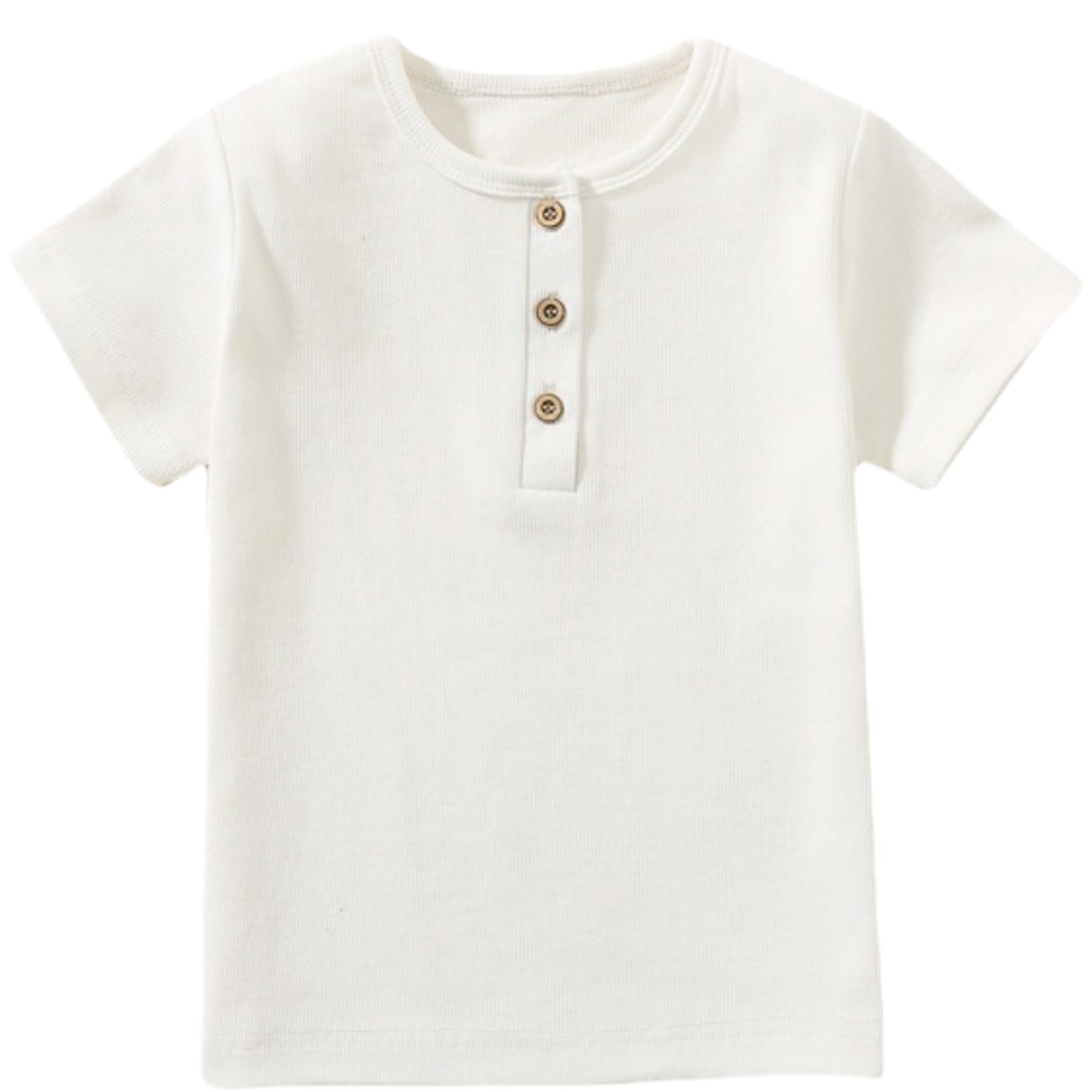 Photo 1 of ** USED** Ohrwurm Toddler Henley Shirt Ribbed Cotton Top for Boys Girls Soft Breathable Short Sleeve T-Shirt with Button White 5t