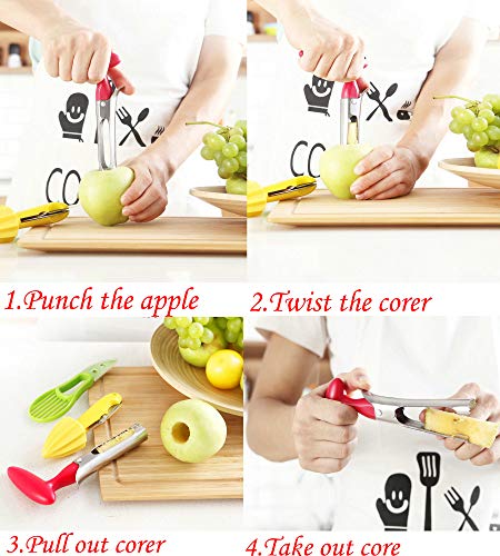 Apple Corer, Citrus Reamer, Avocado Slicer Tool, Pear Corer With Serrated Blade, Lemon Reamer/Juicer/Squeezer with Zester and Paring Knife,3-in-1 Avocado Cutter Good Fruit tool Set