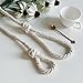 BUZIO 2 – Pack Window Curtain Rope Holdbacks – Decorative Hand-Knitted Cord Cotton Tiebacks for Blackout Curtain, Beige
