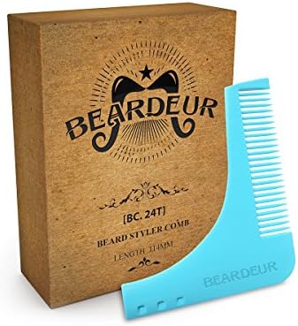 Beardeur Beard Styling &amp; Shaping Template Comb Trim Tool -Beard Shaper Guide for Line Up &amp; Edging -Use with a Beard Trimmer or Razor to Style Your Beard &amp; Facial Hair -Premium Beard Care Kit for Men