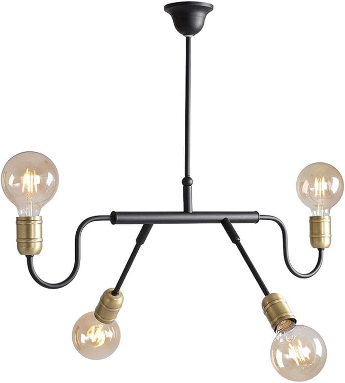 Deckenleuchte Schwarz Gold Metall 4 Flammig Wohnzimmer Industrie Unkonventionell Retro Lampe Decke Esszimmer Amazon De Beleuchtung