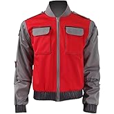 IMDAET Mens Marty Mcfly Costume Zipper Jacket Marty Mcfly Cosplay Coat for Halloween Party