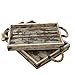 MyGift 2 Piece Set Rustic Torched Wood and Black Metal Decorative Nesting Serving Trays with Rope Handles for Breakfast in Bed, Coffee Table, Ottoman Decor