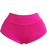 Women Retro Solid Silk High Waisted Scrunch Butt Lifting Booty Shorts Hot Pants