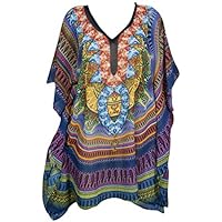 Mogul Interior Womens Caftan Digital Printed Kimono Kaftan Dress One Size