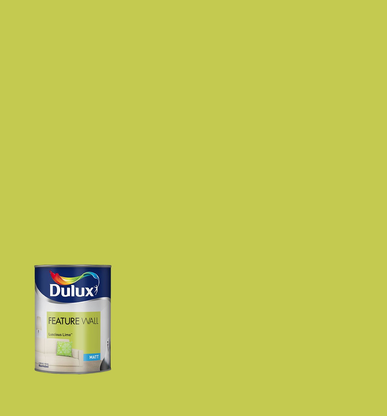 Dulux Matt Paint for Walls Feature 1.25 L Luscious Lime LUSCIOUS LIME
