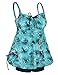 Hilor Womens Tummy Control Modest Swimwear Plus Size Flowy Swimsuits with Shorts Vintage Two Piece Bathing Suits Swirl Green 16