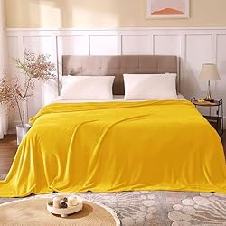 BEDELITE Fleece Blankets Queen Size Yellow Throw