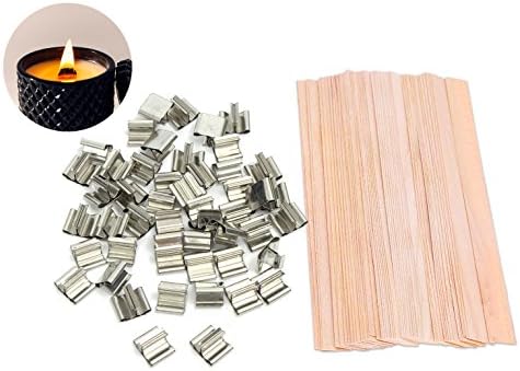 80 Pieces Natural Hand Cut Wood Wicks for Candles Making and Candle DIY, 5"
