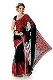 Designersareez Women's Faux Georgette Embroidered Saree Free Size Black