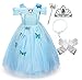Cinderella Crystal Princess Party Costume Dress with Accessories (5-6)