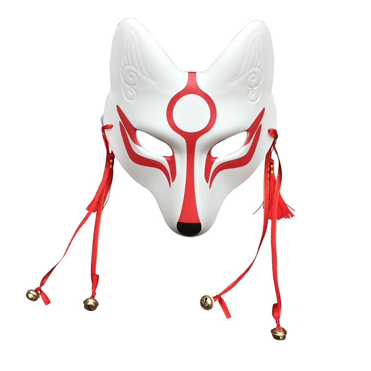 YangYong Kitsune Fox Mask for Halloween Masquerade Party, Kabuki PU Masks for Costume