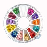 Nail Art Accessories Real Dry Dried Flowers 12 Colors Bundle Set in Wheel - Ready to Use by Wenettion