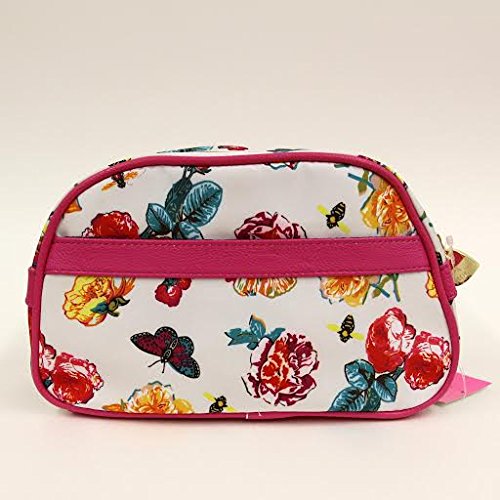 Betsey Johnson Large Loaf Cosmetic Bag in White Floral Beauty Store