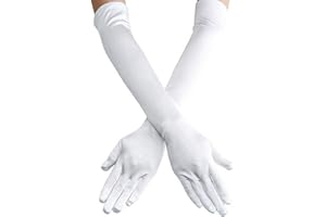 Lansian Long Opera Party Gloves for Women 1920s 20s Satin Gloves Costumes Elbow Length Bridal Evening Dress, 21.6 inches
