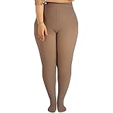 DancMolly Plus Size Fleece Lined Tights Women Skin Color Warm Thermal Winter High Waist Leggings with Fuzzy Lining