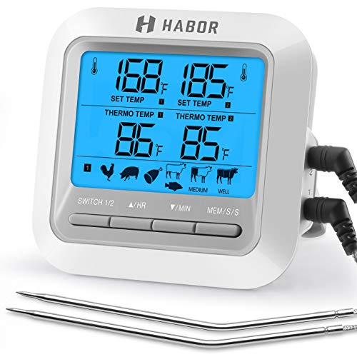 Habor 063 Dual Probe BBQ Thermometer, Digital Cooking Meat Thermometer Instant Read Food Thermometer with Large LCD Backlight & Timer Mode for Kitchen Smoker Oven Grill Turkey Beef Candy Milk Water - Thumbnail 7