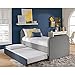 DHP Jesse Kids Upholstered Daybed and Bed Frame with Trundle and Wooden Slat Support, Twin Size - Grey Linen