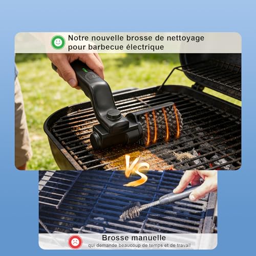 Cordless Electric Barbecue Brush, 3 Adjustable Speed, 180° Rotating Head, Long Life Battery, Stainless Steel Brush for Cleaning Grill Barbecue