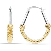 LeCalla 925 Sterling Silver Hoop Earrings for Women | Italian Design Classic Diamond-Cut Textured Hoops Earring | Women's Oval Drop Shape Silver Earring Jewelry