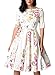 Sidefeel Women Vintage 1950's 3/4 Sleeve Floral Print Pleated Cocktail Swing Dress(S-XXL)
