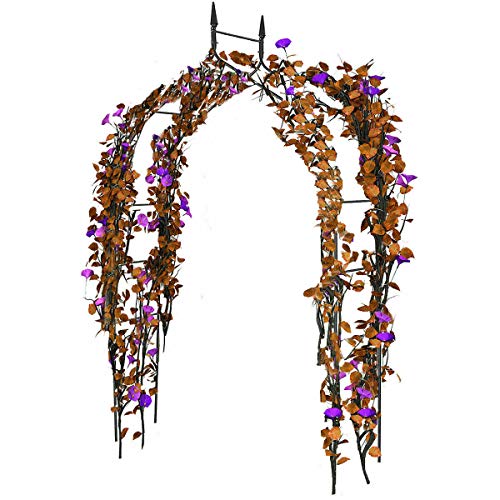 FDInspiration Black Steel Rose Arch Climbing Plant Garden Arbor Curving Structure Outdoor Decor with Ebook - Thumbnail 7