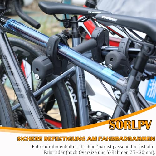 Sorlpv Frame holder for bicycle carriers, 32 cm length, universal short bicycle frame holder, lockable, frame holder for frame diameter of the bicycle: diameter 3-6 cm