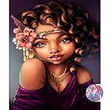 LIPHISFUN DIY 5D Diamond Painting by Number Kit for Adult, Full Round Resin Beads Drill Diamond Embroidery Dotz Kit Home Wall Decor,30x40cm,African Girl