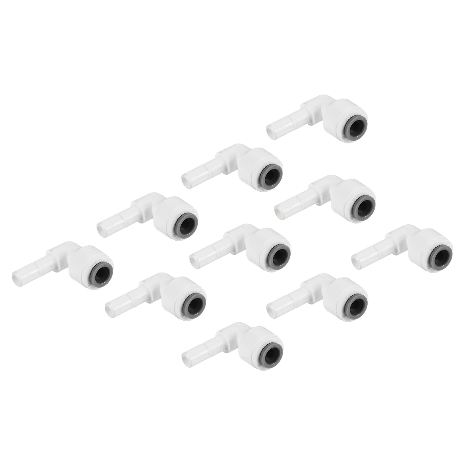 PATIKIL 1/4" Water Pipe Stem Elbow Connector, 10 Pack 90 Degree Push to Connect Water Line Fitting for RO Water System, White