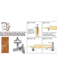 Amana Tool 47511 Cope con punta de carburo cortador w Stub Eje   11 32 R X 2 inch D x 5 8 CH X 1 2 SHK W inferior BB Router Bit para 1   3 4 material