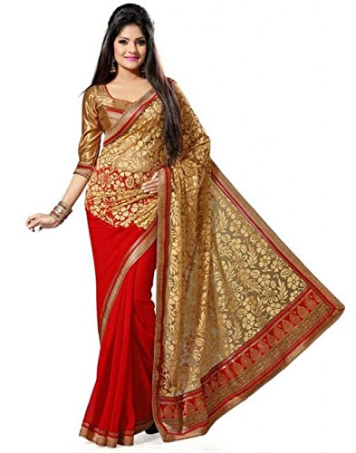 Apnisha Women's Chiffon Saree With Un-Stitched Blouse