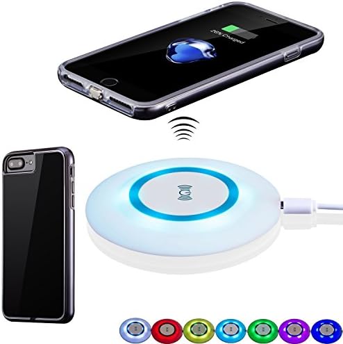 Antye Qi Wireless Charger for iPhone 7 Plus (5.5 Inch), Including 2-in-1 Wireless Charging Receiver Case and 7 Color Light Mode Wireless Charger Pad