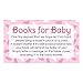 Books for Baby Request Cards - Pink Girl Baby Shower Invitation Inserts - 20 Cards