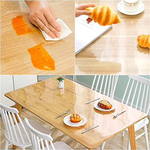 Beauenty Clear Table Protector,1.5mm Thick Rectangular Clear Desk Pad Mat,Plastic Table Cover,PVC Clear Desk Cover Protector,Non-Slip Desk Pad, Table Protector For Dining Room Table,Office(60x120CM)