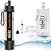 Nature's Hangout Personal Water Filter Straw for Camping, Hiking, Travel, and Emergency Preparedness with New .01 Nano Tech Filtration. Includes Boost Bag + Survival Tube + Flush Syringe