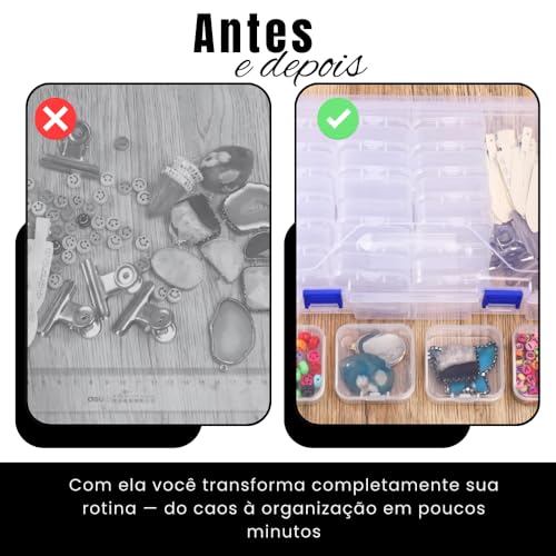 Caixa Organizadora com 24 Mini Organizadores Transparente com Tampa - Mini Recipientes de Armazenamento Joias Bijuterias Miçangas Parafusos Artesanato Costura Acessórios - Shop100