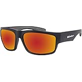 BOMBER Tiger Safety Sunglasses with Matte Black Frame, Red Mirror Lens, Safety Sunglasses - TR103-RM