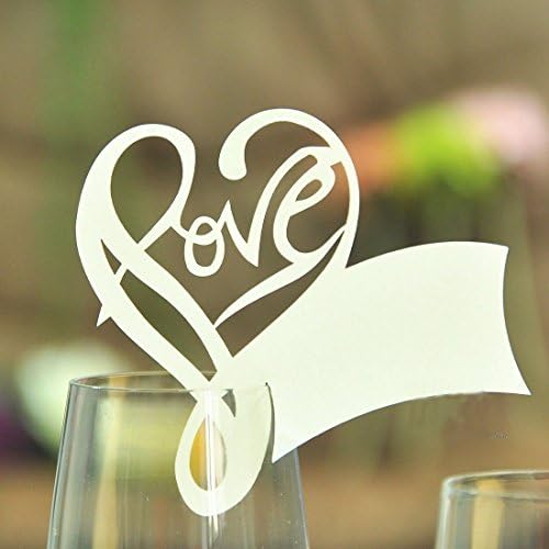 ColorMax 50 Pack Love Heart Laser Cut Place Name Card Wedding Centerpieces Party Decoration