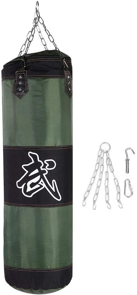 Dwawoo Boxing Punch Bag, Punch Bag Set Empty Punching Bag Kick Bag Boxing Equipment for Boxing Training(100CM-Green Without Filler)