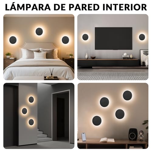 FASENZA Lámpara de Pared: IP65, 12W, 1500LM, 3000K Luz Cálida, Lámpara LED Interior y Exterior con 50000 Horas de Vida Útil y Garantía de 2 Años para Hogar, Pasillo, Balcón, Jardín y Villa, 4 Piezas