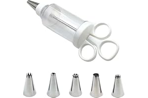 Cake Decorating Gun,Frosting Piping Kit,with 6 Stainless Steel Piping Tips,Dessert Decorating Syringe, Suitable for Cake Bisc