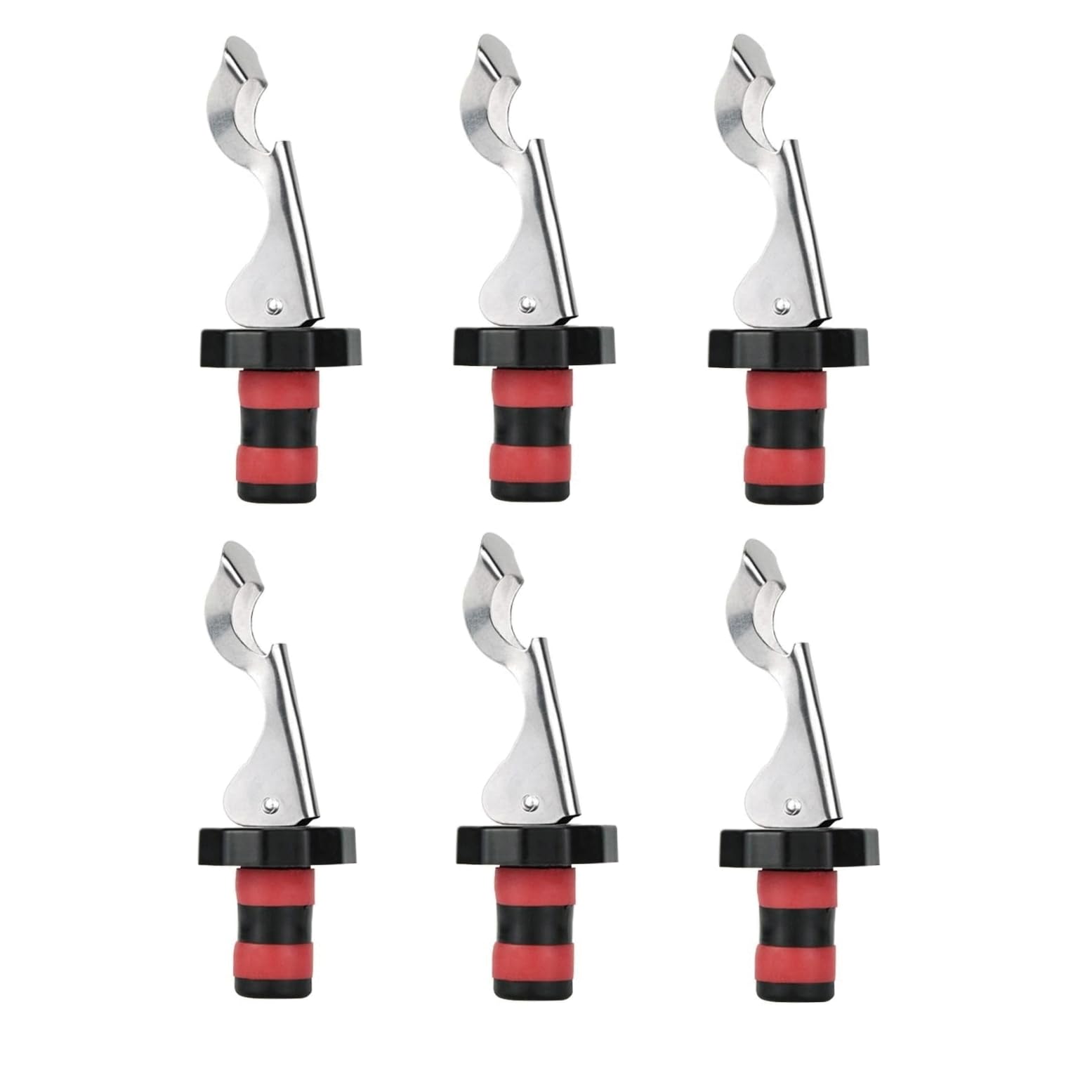 JZK 6X Lever Arm Wine Bottle Stoppers Replacement, Reusable Champagne Stopper with Beer Bottle Opener, Bottle Saver for Sealing Wine, Prosecco, Beverage and Spirits