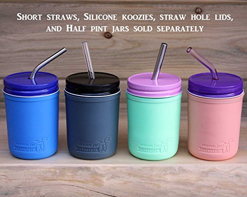 Short Safer Rounded End Stainless Steel Straws for Half Pint Mason Jars, Cocktails, Coffee Mugs, Small Glasses or Cups (4 Pack + Cleaning Brush + Bag) - Thumbnail 6