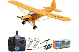 Park10 Toys RC Plane Upgrade 5 Channels 3D/6G J3-CUB RC Airplane for Adults 1406 Brushless Motor Outdoor Stunt RC Glider with Spare Propeller and 2 Batteries (Yellow)